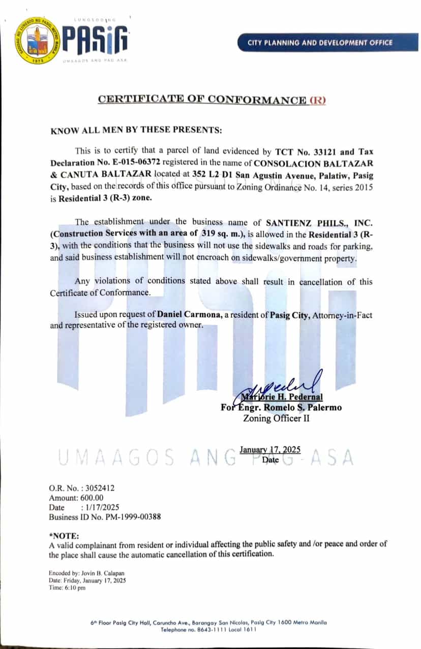 Certificate of Conformance